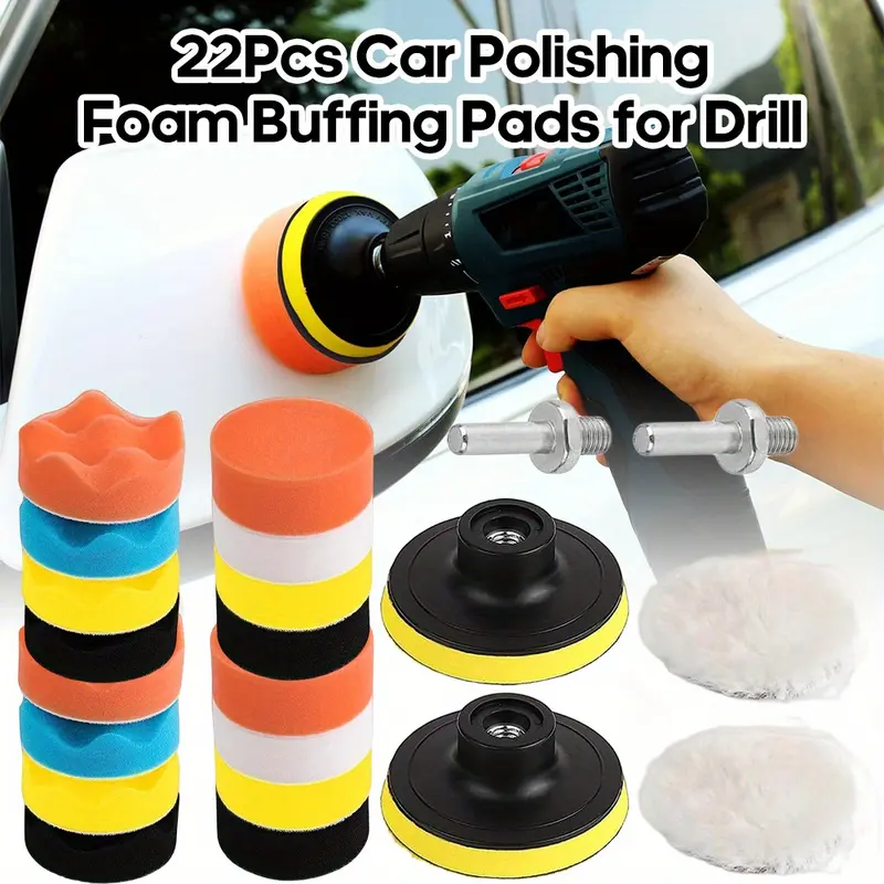 22 Pcs Polishing Pads Kit,3 Inch Sponge Buffing Pads,Buffer for Car Detailing,Polishing Wheel for Drill,Car Buffer Polisher Kit Drill Buffing Kit for Car Polishing,Waxing,Sealing Glaze tool kit set