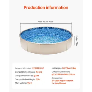 VEVOR 21-ft Round Above Ground Pool Liner, Unibead Pool Liners, Standard Gauge, 52inch Wall Height, Designed for Steel Sided Above-Ground Swimming Pools