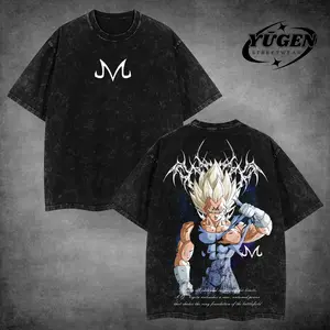 [Yūgen Store] Majin Vegeta Prince of Destruction DB Retro Acid Washed Oversized Hoodie & T-Shirt, Heavyweight Cotton Unisex Anime Manga Tee, DBZ Villain Graphic Shirt, Anime Merch, Menswear Streetwear, Gift For Anime Fan.