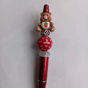 Carebear Beadable Pens - Colorful Bear Design with Decorative Beads and Keychains, Fun and Unique Writing Instruments