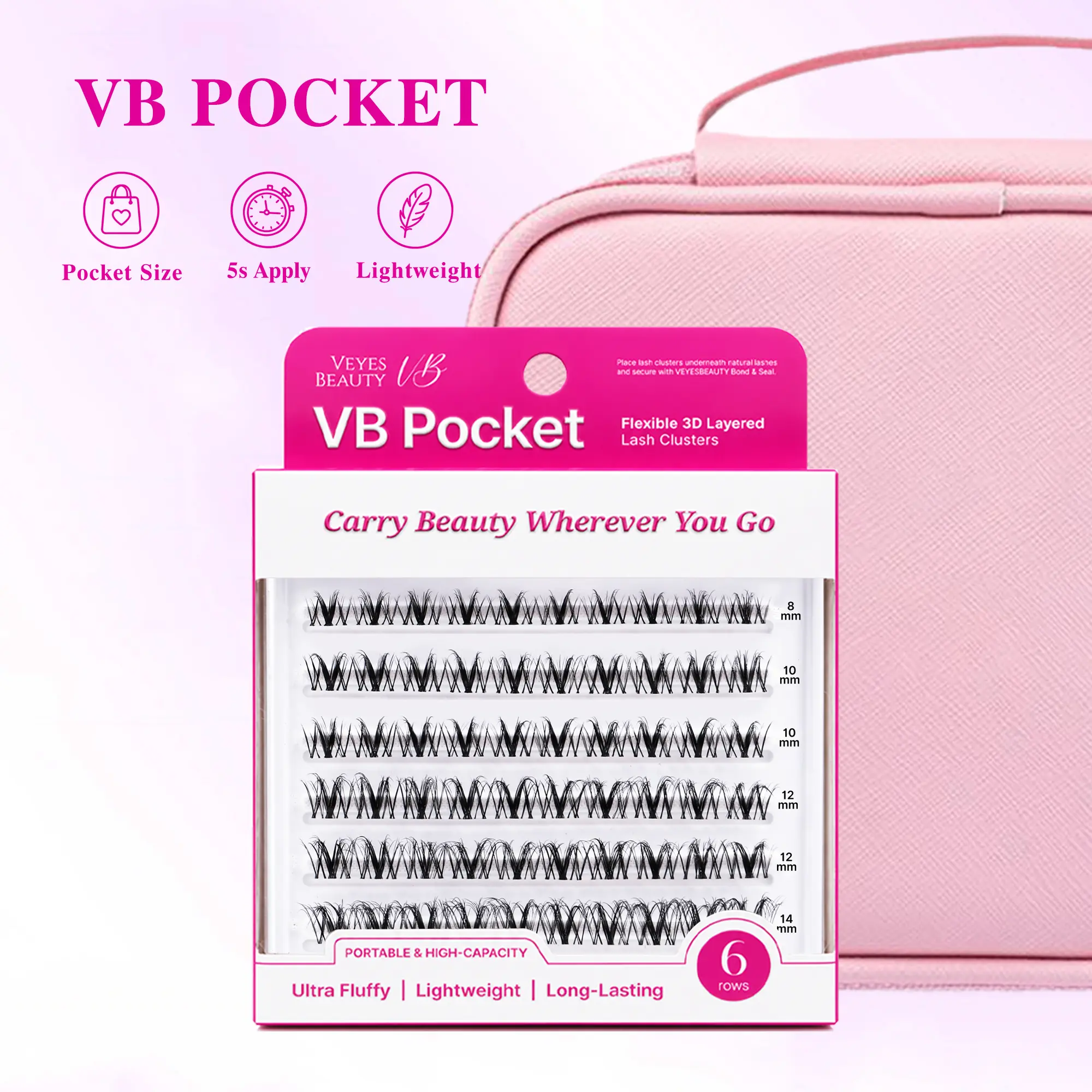VEYESBEAUTY VB Pocket Series Cluster Lashes 9 Styles DIY Lash Extensions 3D Wispy Fluffy Natural False Eyelashes