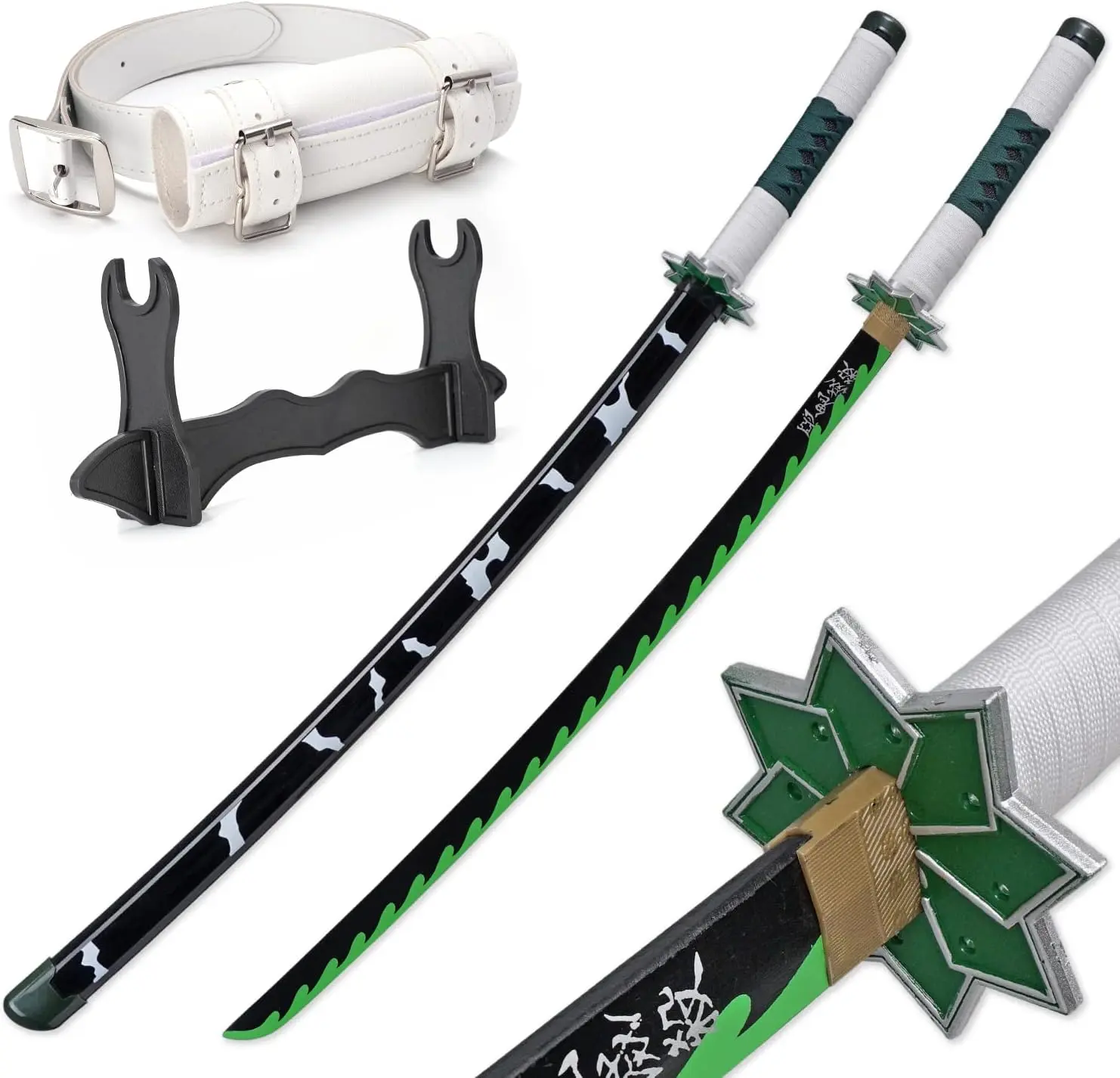 Kinstore 41" Shinazugawa Sanemi Plastic Katana Samurai Sword Demon a Slayer Cosplay Plastic Sword for Costume Replica