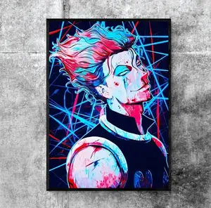 Hisoka Neon Style Wall Art, Hunter x Hunter Poster With Abstract Vibe, Vibrant Anime Prints For Otaku Room, Unframed