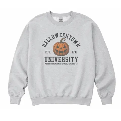 Halloween Town University Pumpkin Sweatshirt - Ash Grey - Halloween Sweatshirt - Spooky Sweatshirt Cotton Fabric Aesthetic Comfy