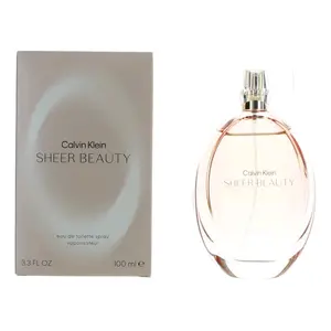 Calvin Klein Sheer Beauty Women's Floral-Fruity Eau de Toilette Spray - 3.4 oz (3 to 3.9 fl oz Range), Jasmine-Scented Bottle