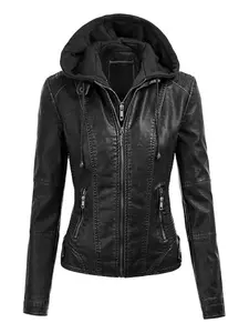 Women's Faux Leather Fitted Jacket for Work and Casual Wear, Ideal for Spring and Autumn Seasons, Stylish and Versatile Apparel Coats