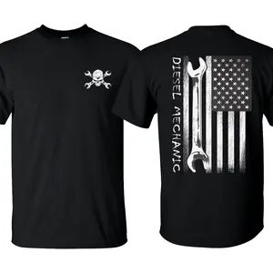 Diesel Mechanic T-Shirt Mens Truck Mechanic Shirt Patriotic American Flag Shirt, Hardworking Job Shirt for Men, Top Menswear, Make in USA
