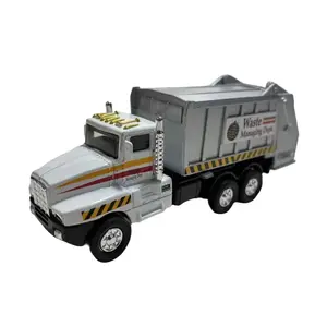 Shing Fat City Garbage Truck Pull Back Action, White, Die Cast Metal and Plastic, Back Openable, 6 Inches Length