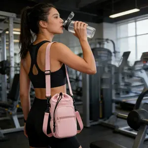 Large Capacity Crossbody Water Bottle Bag, Insulated Cup Pouch, Single Shoulder Water Bottle Case, Phone Storage Bag