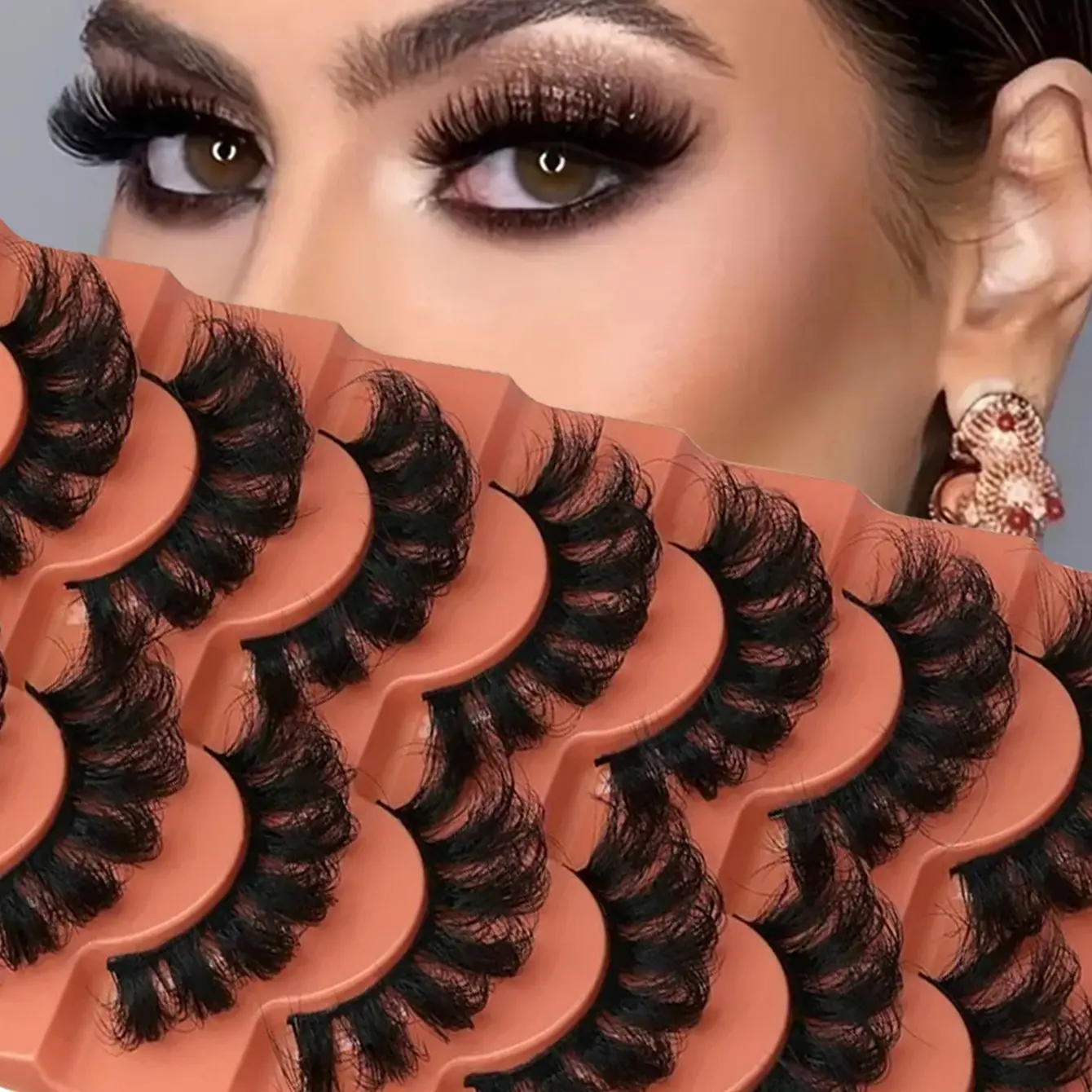 Plush Beauty! 7 Pairs 8D Volume Fluffy Lightweight Fake Eyelashes Cosmetic, 17mm Fine Stripes Reflect Light, Highlight Your Best Features, Eyelash Extensions