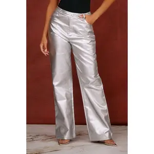 Keyli Metallic Straight Leg Pant - Silver