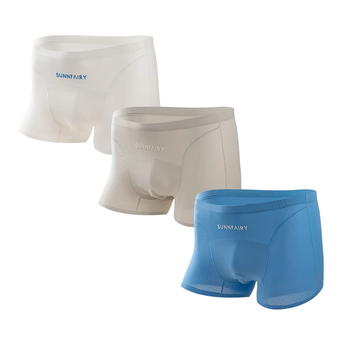 Men’s Cooling Boxer Trunks 3 Pack Breathable Mesh Underwear with 3D Pouch Support Quick-Dry Comfort for Summer Daily Wear