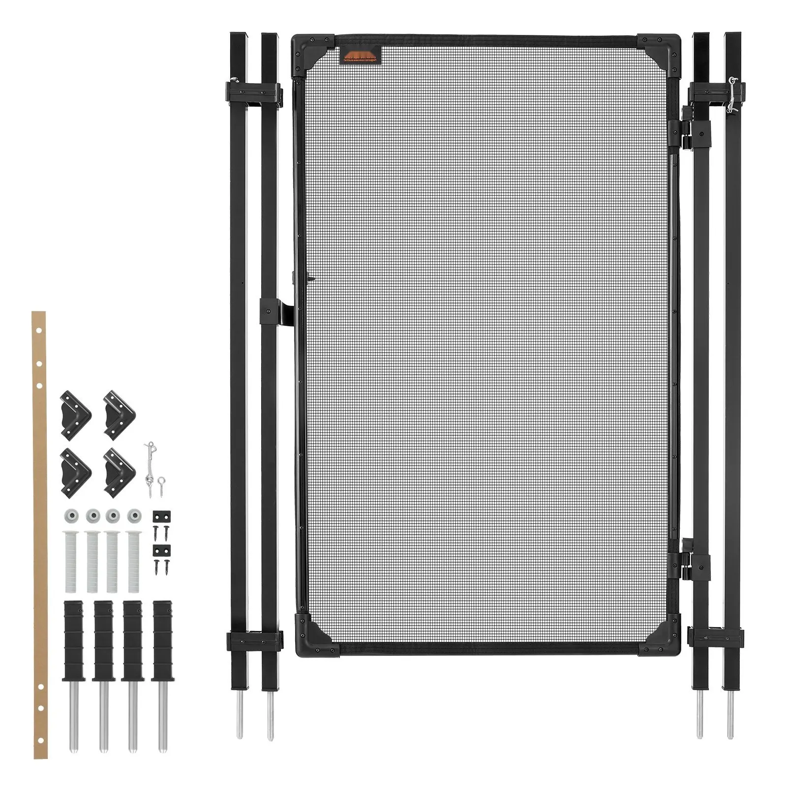 Pool Fence Gate 4 X 2.5 Ft Inground Pool Fence Gate Outdoor Security Fencing Kit With Metal Latch And Stopper 352 GSM Teslin PVC Mesh Square Tube Black Easy Installation Durable Build, Weather Resistant