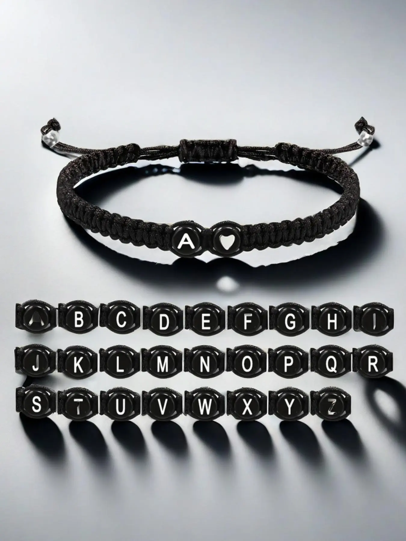 Customizable Letter Bracelet, Heart Design, 26 Alphabet Beaded Wristband, Word Bracelets, Unique Gift for Couples & Friends