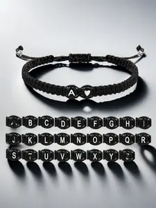 Customizable Letter Bracelet, Heart Design, 26 Alphabet Beaded Wristband, Word Bracelets, Unique Gift for Couples & Friends