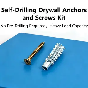 100PCS Heavy Duty Steel Wall Anchors with Serrated Barbed Design, Ideal for Concrete, Hollow, Drywall, Plaster & Wood Walls, Durable Support for Home Improvement Projects(50 Sets)