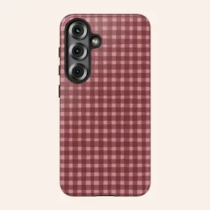 Burgundy Gingham iPhone and Samsung Phone Case: Snap, Tough or Cover Compatible with Samsung Galaxy S25