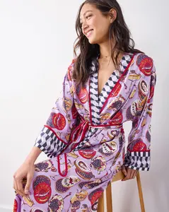 Champagne & Caviar - Eco Satin Robe - Lavender Spritz Champagne & Caviar - Eco Satin Robe - Lavender Spritz