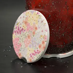 Floral Soapstone Car Coaster: Coquette Colorful Cup Holder