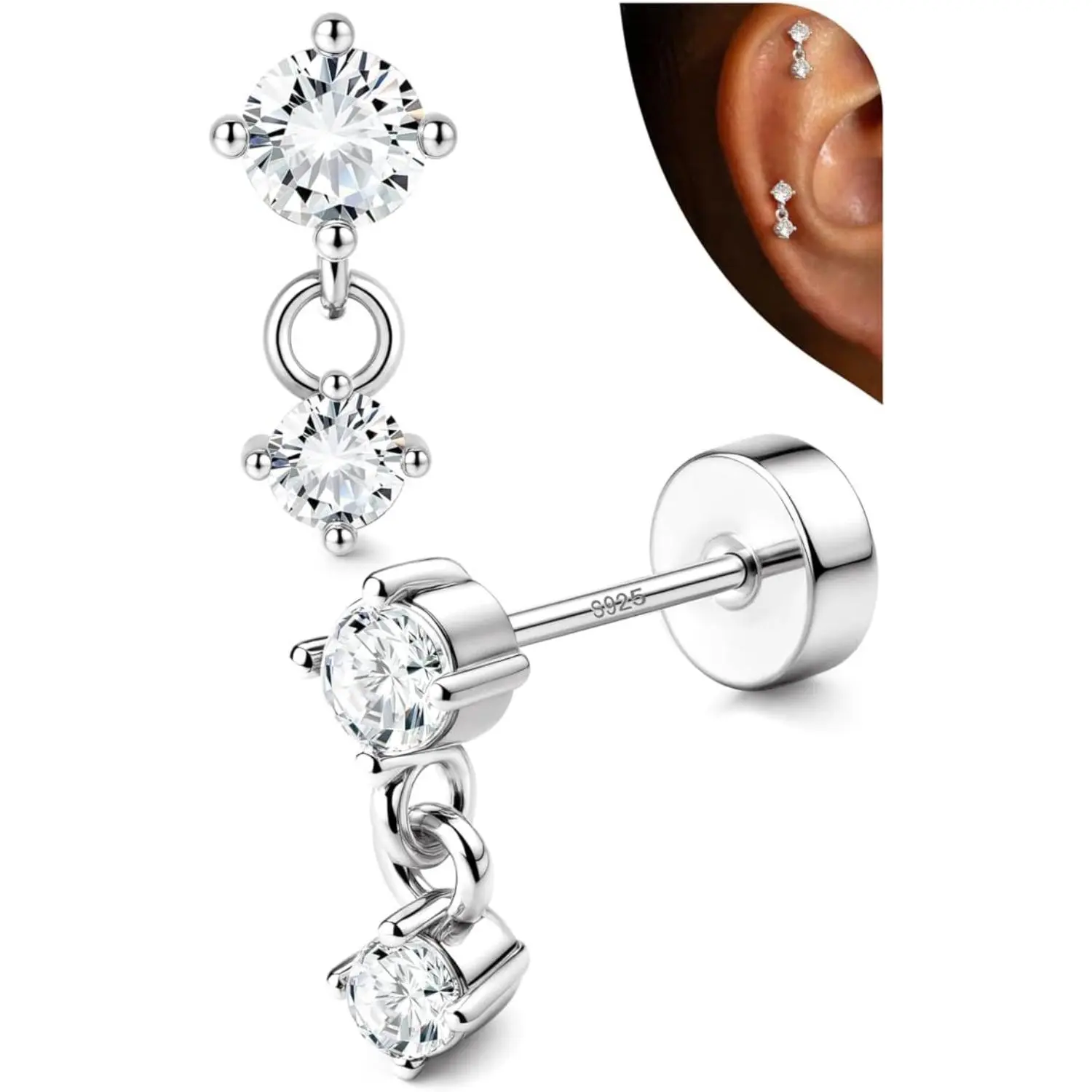 Silver Tone-Classic CZ Dangle