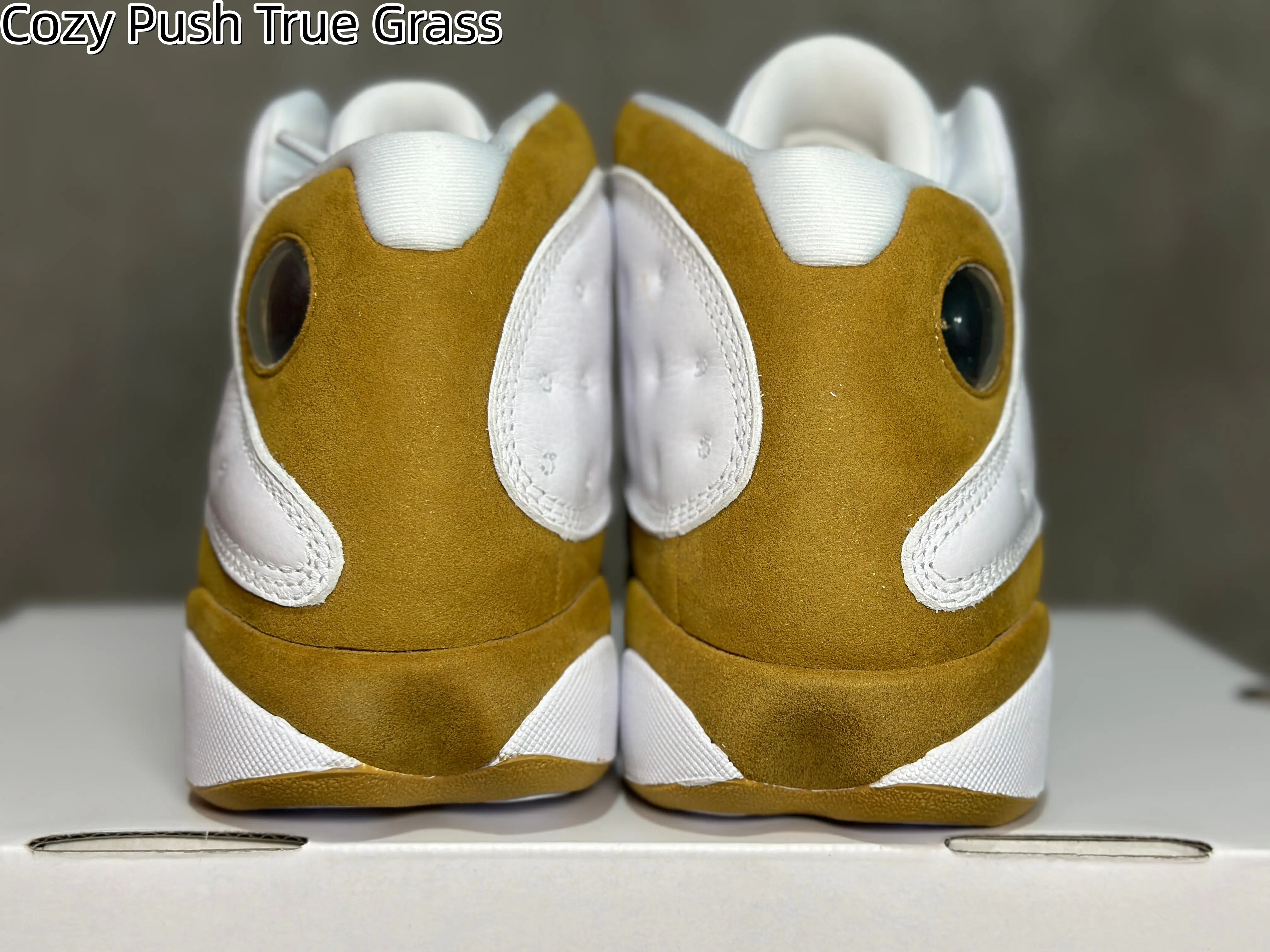 Wheat Tone Mid Top Basketball Sneakers | Perforated Smooth White Leather & Matte Wheat Suede Contrast Rear Panels | Small Transparent Circular Side Decor | Warm Retro Daily Street & Court Training Outfits