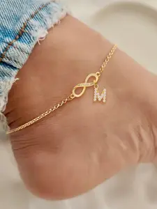 Women's Stainless Steel Initial Anklet,  Bracelet,  Zirconia Infinite Symbol Letter Design, Casual Style Jewelry Accessory for All Seasons, Fashion Jewelry Accessories