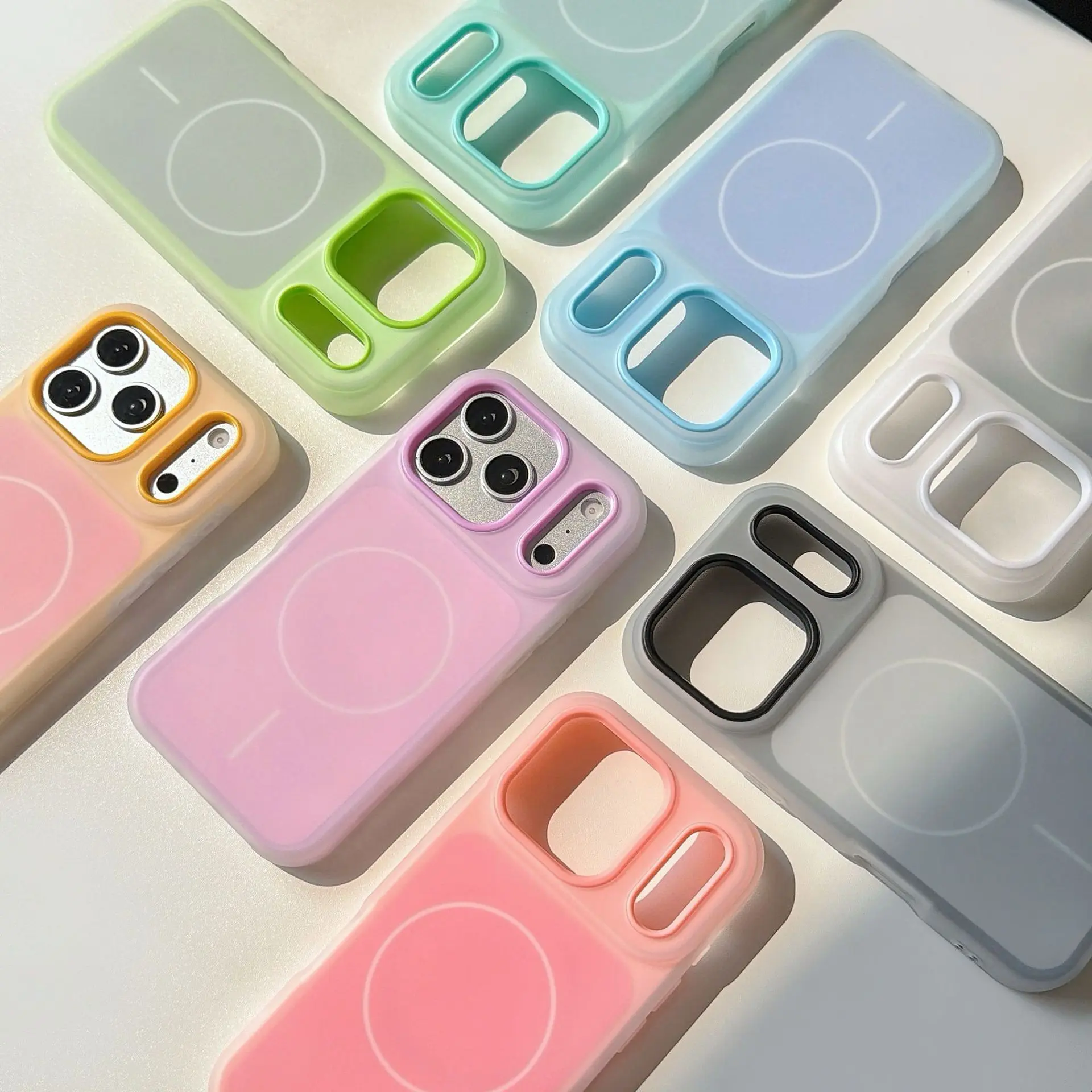 2in1 Candy Contrast Color Magnetic Case for iPhone 17 Pro Max 16 15 14 Plus 13 12 Pro,Dual Layer Jelly Soft Matte Clear Silicone Phone Case Cover MagSafe Wireless Charging