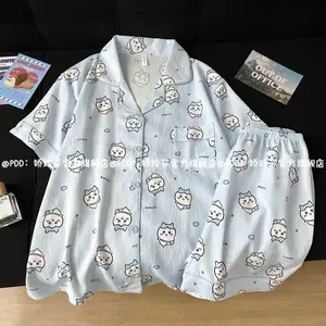 Chiikawa Pajamas Girls New Summer Shorts Shorts Cotton Thin Cartoon Cute Usaqi Hachiware Home Clothing Suit