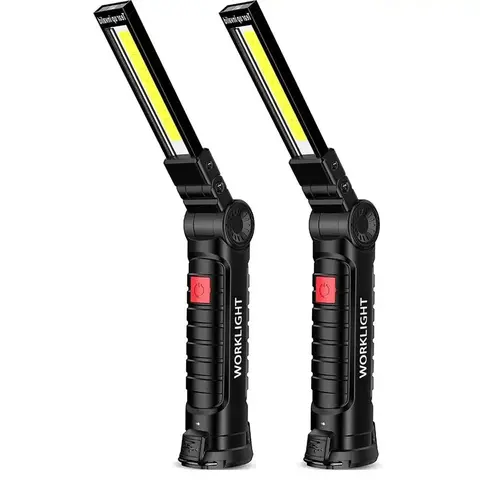 Rechargeable Foldable Flashlight for Men Father's Day Gift, Summer COB+LED Magnetic Torch Inspection Lamp, Work Light, Outdoor Portable LED Lights for Camping Desk, Outdoor Travel Camping Supplies, LED Lights