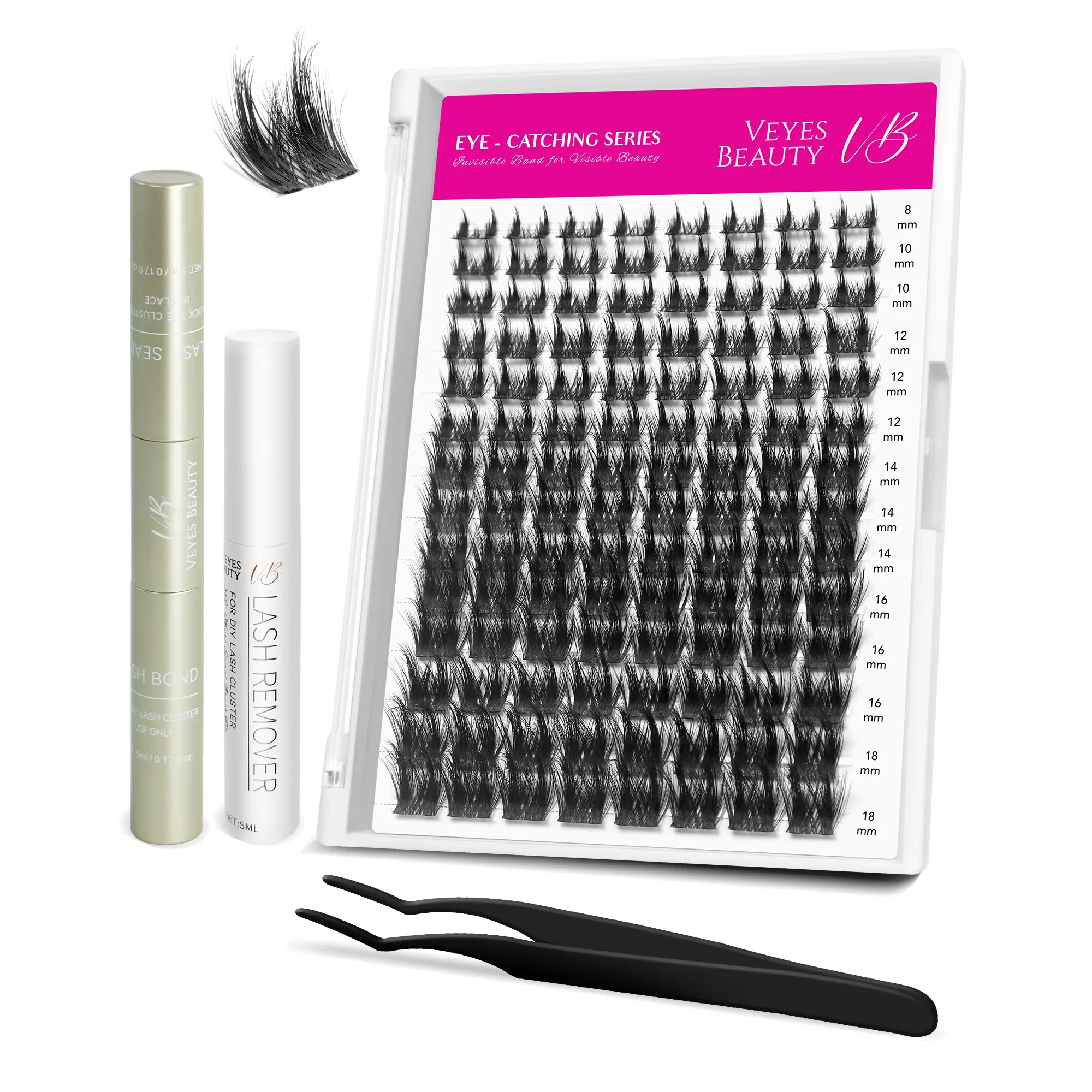 VEYESBEAUTY VB-Wheat DIY Eyelash Clusters, Ultra-Thin Extremely Fine Invisible Band Mink Faux Hair Individual Lashes for At-Home Self Makeup, False Eyelashes & Adhesives Compatible Lash Extensions, Glueless Lashes Clusters