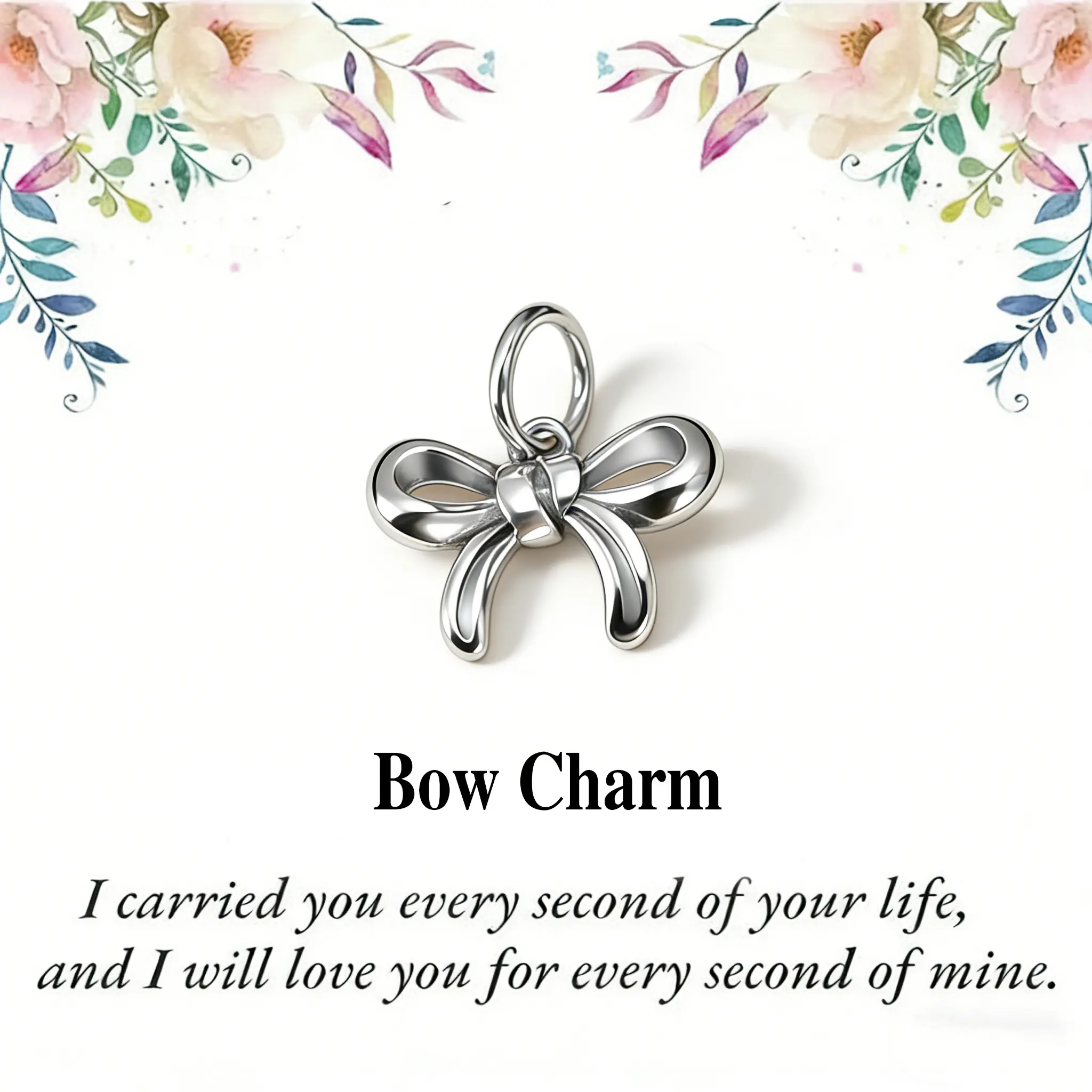 Silver-Plated Small Bow Charm Pendant - 1 PC Elegant Delicate Costume Jewelry for Adult Women, Casual Everyday All Seasons Accessory, Valentine's Day Gift, TikTok On-Sale Vintage Piece