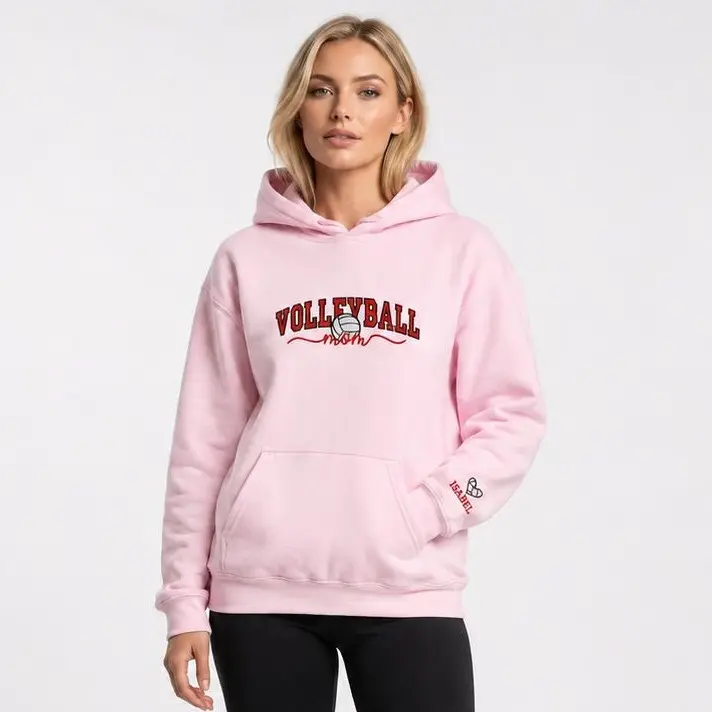 Embroidered Volleyball Mom Sweatshirt, Personalized Volleyball Mom Sweater with Name, Custom Game Day Crewneck, Sports Mom Gift, Team Spirit Apparel