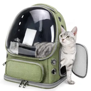 Cat Backpack Carrier, Breathable Cat Carrier Large Space Bubble Pet Backpack for Kitty Small Dog up to 15lbs, Transparent & Foldable Pet Carrier for Travel Hiking