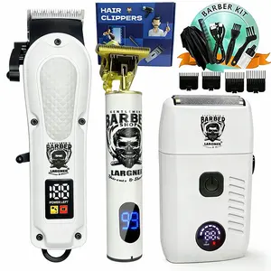 Professional Men's Grooming Set 3-In-1, High-Power Electric Trimmer, T-Shaped Hair Clipper, Reciprocating Razor, LED Display, USB Charging