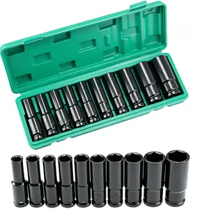 1/2" Drive Metric Deep Impact Socket Set, 8-24 mm Hex Socket Kit with Pneumatic Wrench Head, Tire Removal Hand Tool and Hard Storage Box summervibes☀️