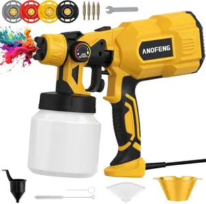 700W Airless Sprayer HVLP Spray Gun with Blowing Joints, 4 Nozzles & 3 Patterns, 1200ml Container, Suitable for Painting, Cabinets, Decks, Stain, Door
