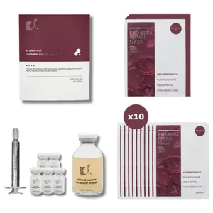 KI Exosome Booster Kit & KI exo-vera Repair Mask - Anti-Aging, Brightening, Hydration Ampoule Set for Smooth Skin Texture