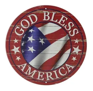 12"Dia God Bless America Sign Red