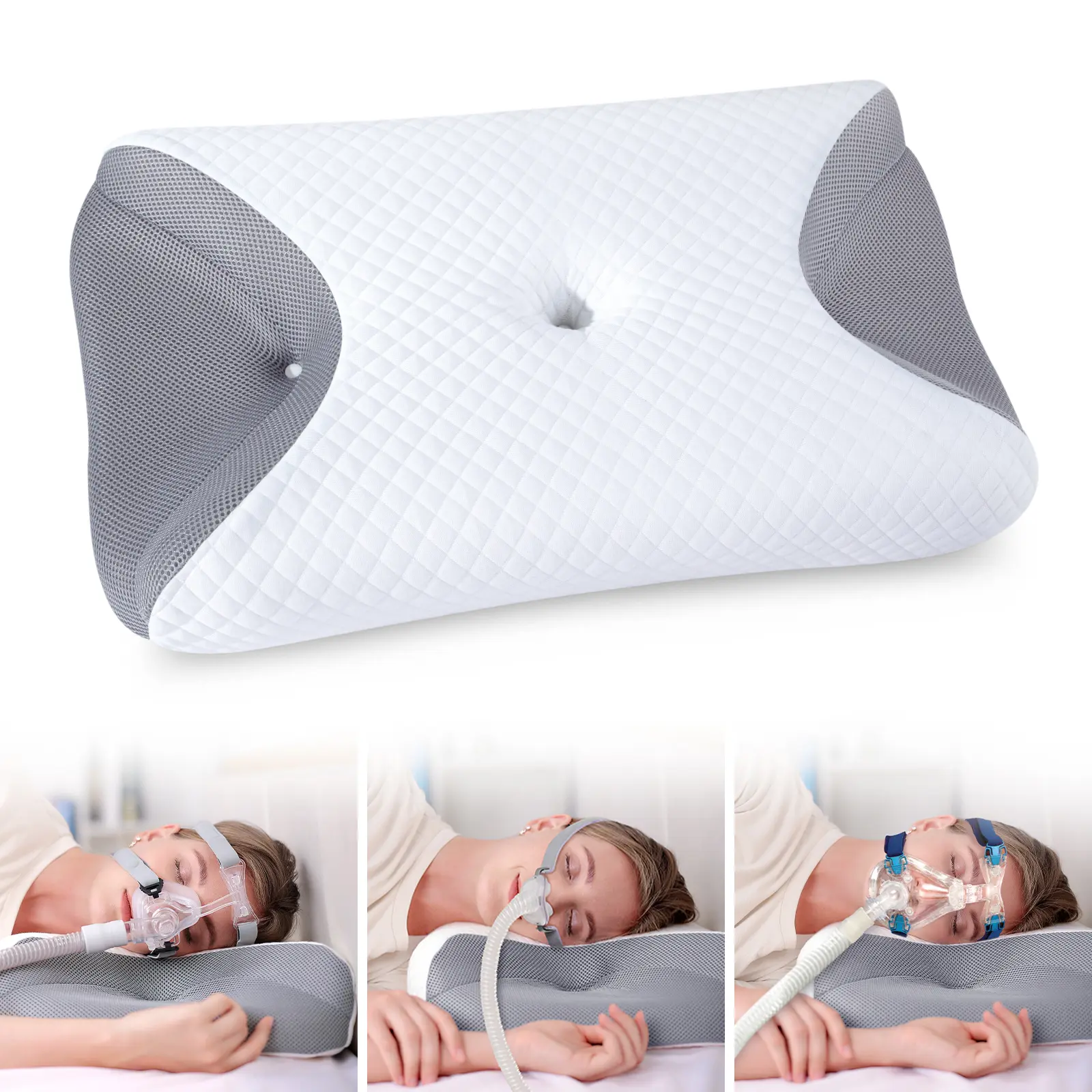 CPAP Pillow for Side Sleeping, CPAP Nasal Pillows for All CPAP Masks Users to Reduce Air Leaks & Masks Pressure, Neck Support Pillows for Sleeping for Neck,  cozy travel pillow,cozy viewing cushion
