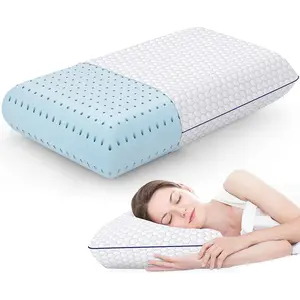 Memory Foam Pillows for Side, Back and Stomach Sleepers, Bed Pillow with Washable Cover and Breathable Mesh, Bed Pillow for Sleeping Standard Size (Grey)