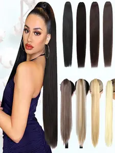 KAIRIYA 26 Inch Sleek Straight Ponytail - Voluminous Clip-In Hairpiece for Women, Natural Fluffy Look for Holiday Parties & Daily Wear, Synthetic Hairpieces