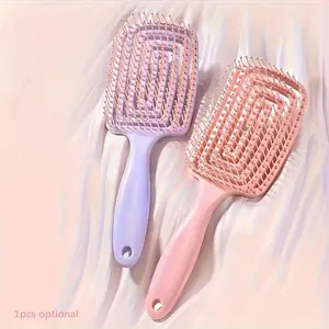 1 fluffy comb - Portable hollow comb with ABS handle, available in multiple colors (pink/black/purple), suitable for all hairstyles, a tool for smoothing and styling, a durable hair comb, Hair Detangling Comb, Hair Styling Combs