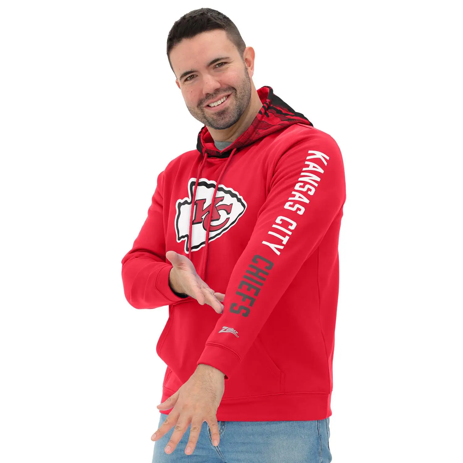 Zubaz NFL Kansas City Chiefs Men's Camo Line Hood Front and Sleeve Print Hoodie