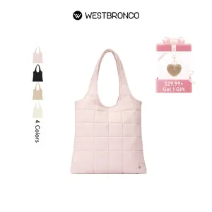 WESTBRONCO 2026 Trendy Laptop Bag Puffer Tote Bag Quilted Hobo Spring Trendy Fashion Shoulder Women Bag Handbag for School Gym Travel Ladies Purse Nylon Fabric eco friendly Work Bag gift for her