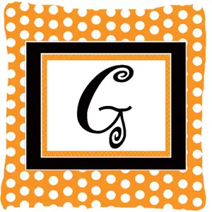 Carolines Treasures  Monogram Initial G Orange Polkadots Decorative Fabric Pillow