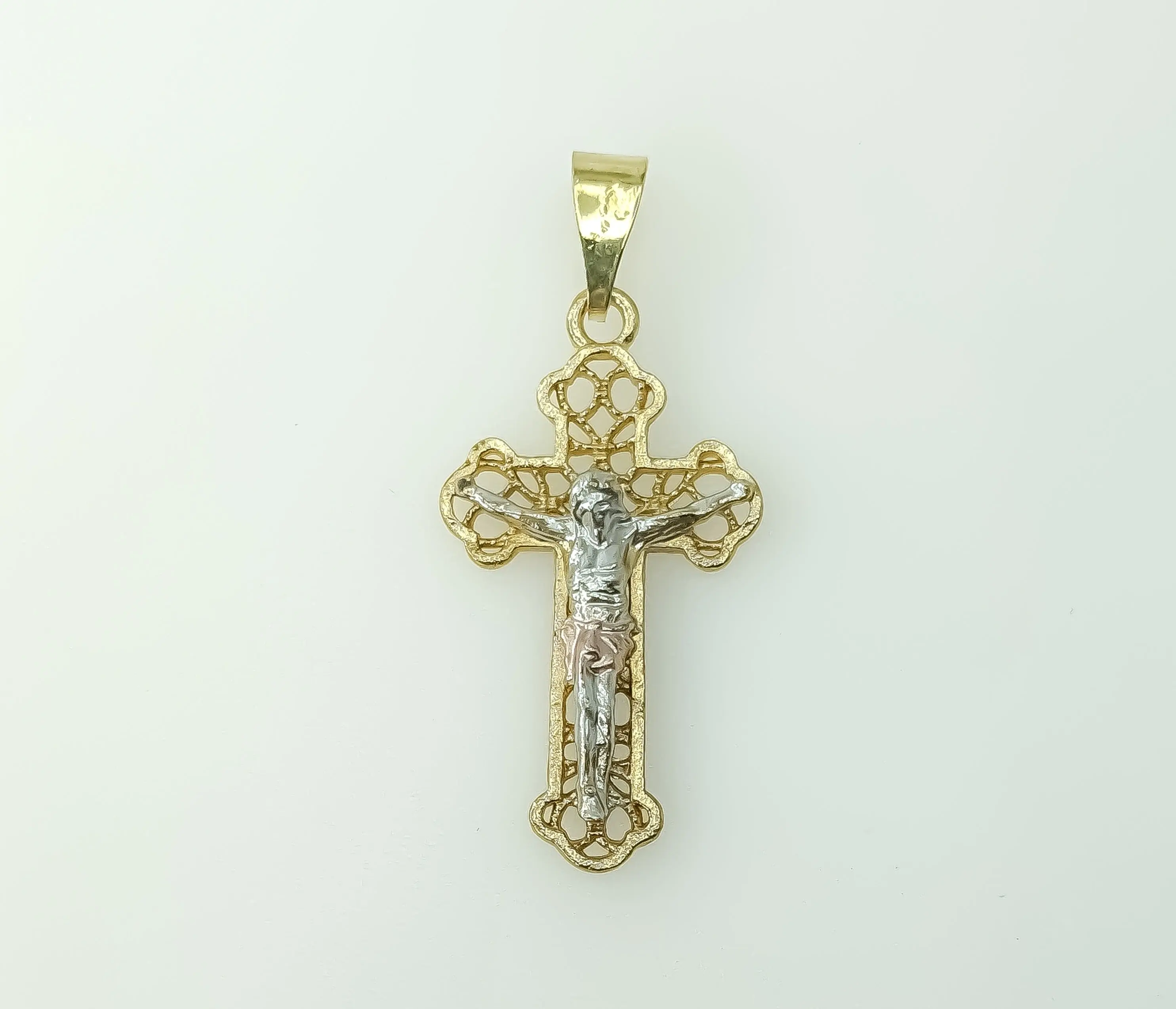 Plated Tri-Color Cross Pendant