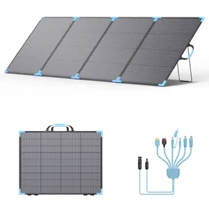 E-POWO 400W Bifacial Portable Solar Panel for Power Station, Foldable ETFE Solar Charger with 23.5% High Efficiency, Dual-Sided Power Generation, IP68 Waterproof, 3 Kickstands, Compatible with EcoFlow Jackery, RV Camping Off-Grid Backup and Emergency Use