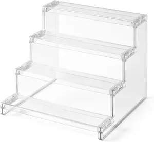 racks 4 Tier Clear Display Risers Stand, Plastic Organizers for Figures, Cupcake, Perfume Racks