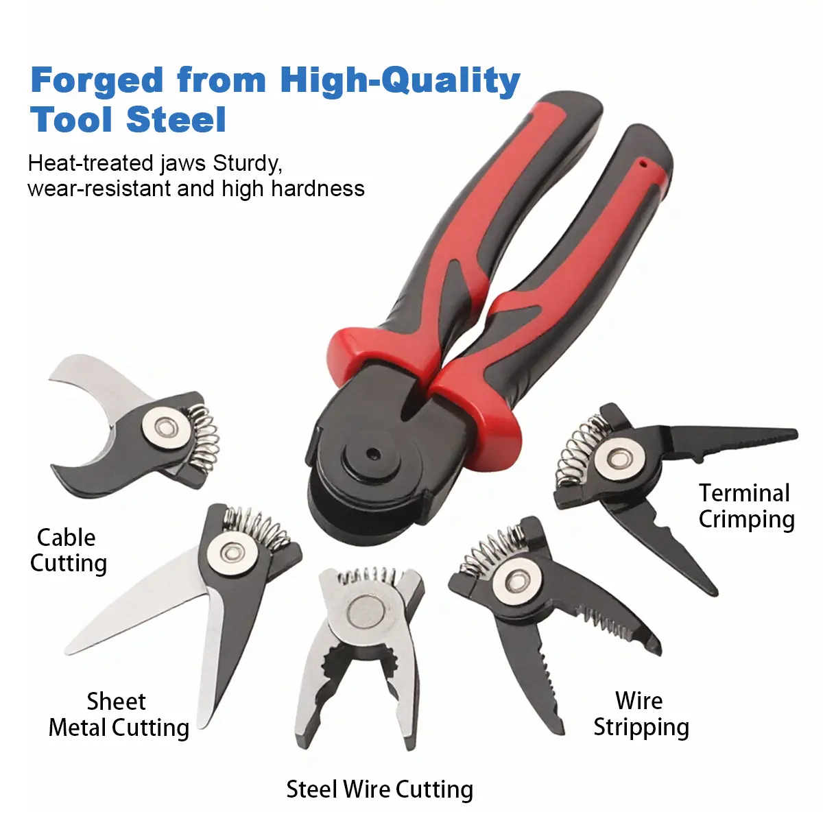 [Summervibes] 5-in-1 Interchangeable Pliers Set, Multi Tool with Wire Cutter & Stripper, High Carbon Steel Electrician Pliers for DIY, Home Repair, Automotive Use, Wire Stripping Pliers, Tool Kit Set