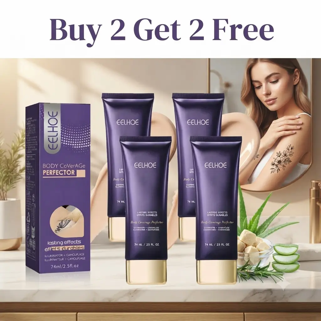 EELHOE Buy 2 Get 2 Free Body Coverage Perfector 4 Pack 2.5 FL OZ, Easy Blend Lightweight Full Body Concealer, Waterproof Long Lasting Camouflage Cream Hides Tattoos, Scars, Dark Spots and Varicose Veins